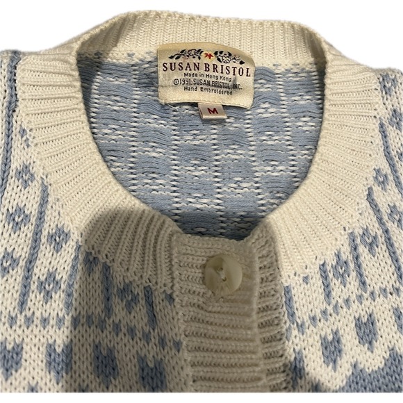 Susan Bristol Vintage Cottagecore Knit Cardigan Sweater Purse Floral Size M - Picture 8 of 8